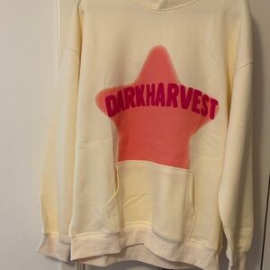 Dark Harvest Unisex Cream Sweatshirt hoodie with Pink Star Graphic XL.New no tag